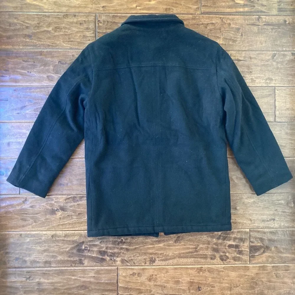 J. Crew Winter Jacket Coat Men's Small Wool Sherpa Lined Black Full Zip
